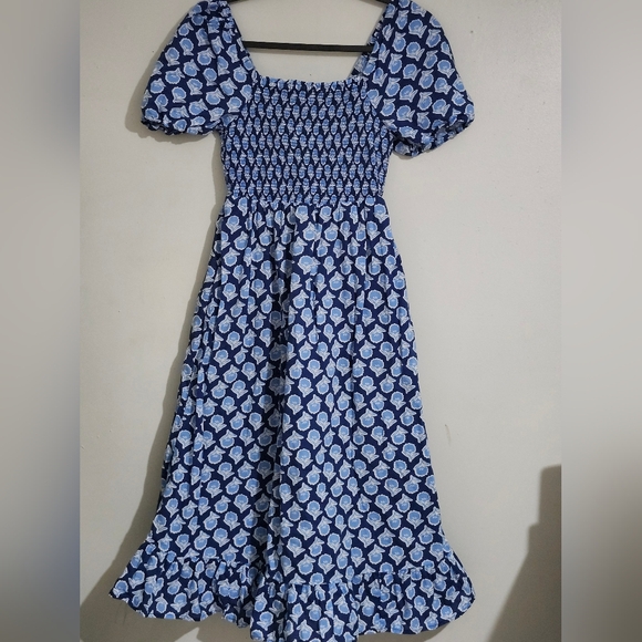 J. Crew Blue and White Ruffled Midi Sundress - Picture 4 of 11